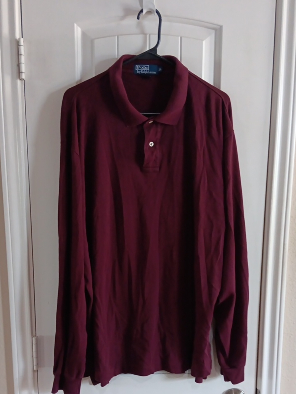 Polo Ralph Lauren Vintage 90s Maroon Long Sleeve Polo Shirt Mens XL Classic Fit